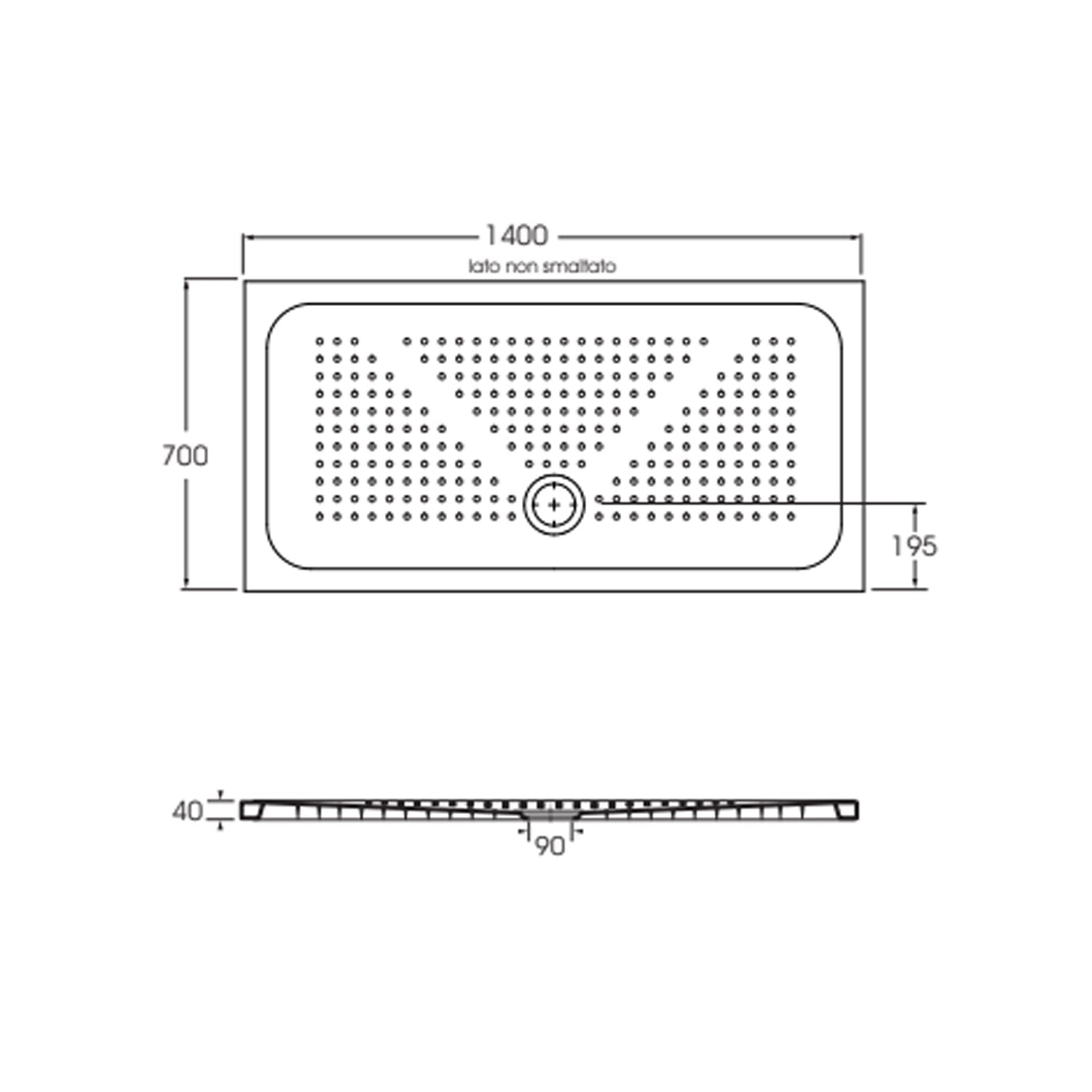  Piatto doccia rettangolare in ceramica modello Punto 70x140 cm - Bianco lucido