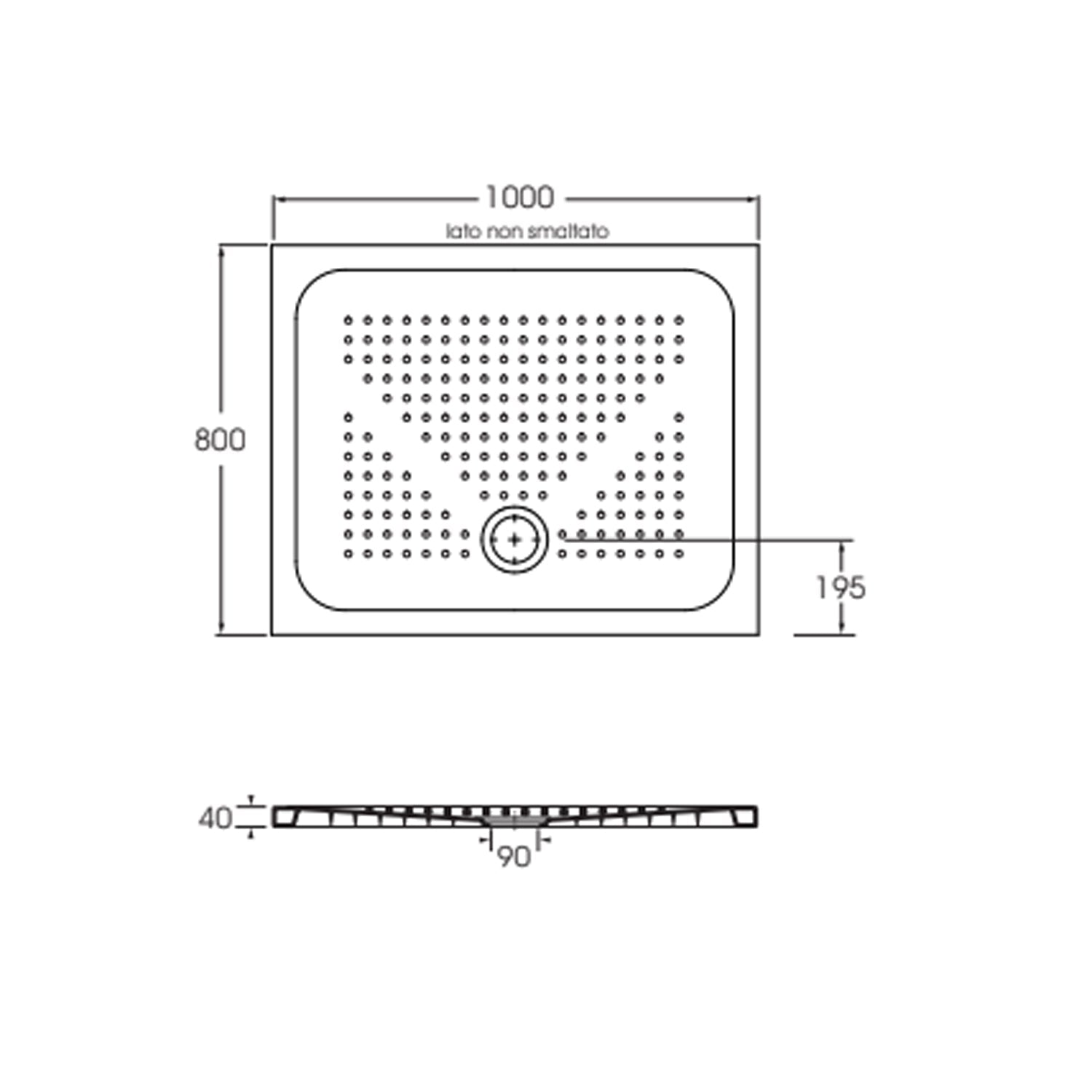  Piatto doccia rettangolare in ceramica modello Punto 80x100 cm - Bianco lucido by CeramicStore | Lo specialista del tuo bagno