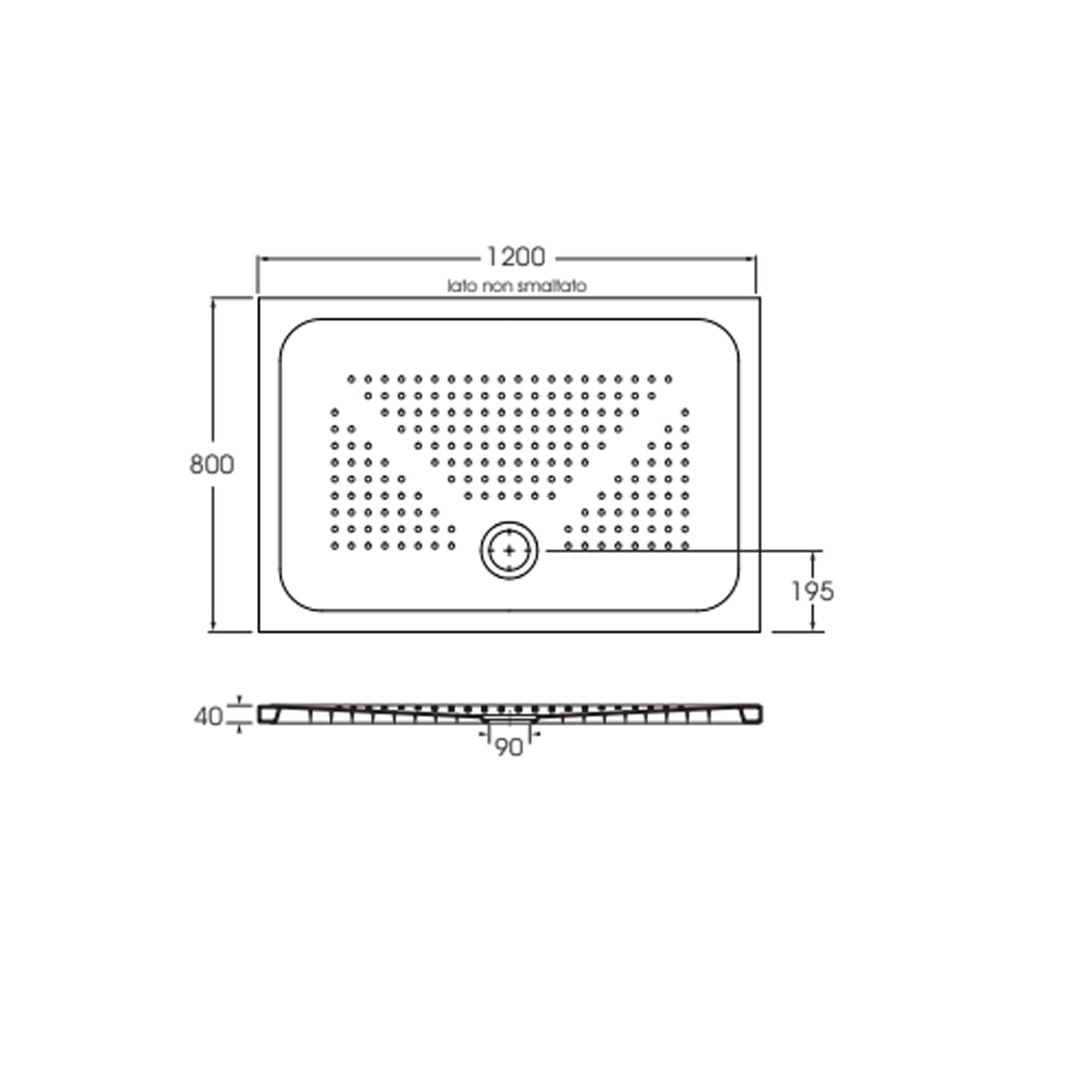  Piatto doccia rettangolare in ceramica modello Punto 80x120 cm - Bianco lucido