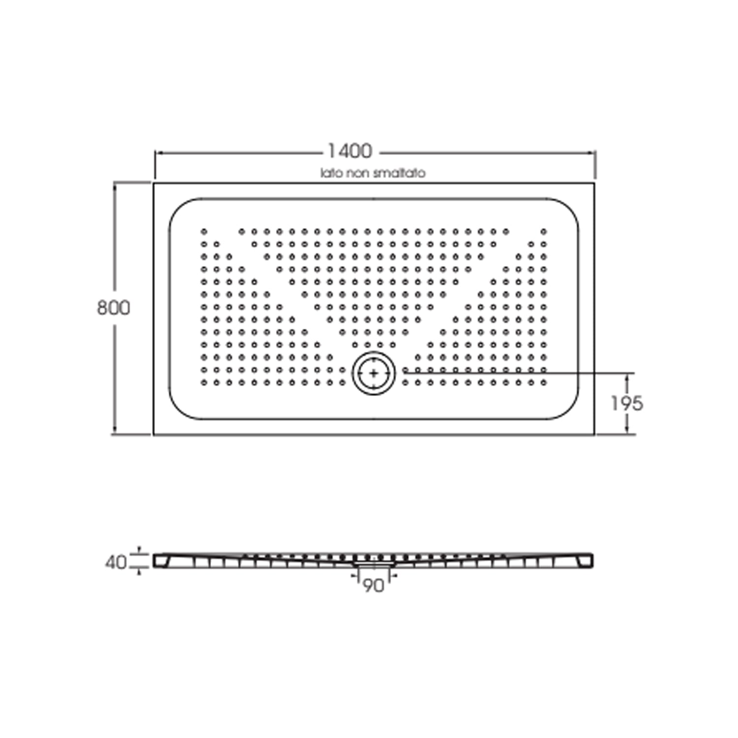  Piatto doccia rettangolare in ceramica modello Punto 80x140 cm - Bianco lucido by CeramicStore | Lo specialista del tuo bagno