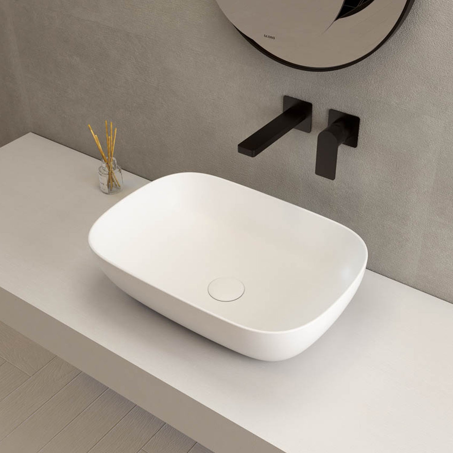  Lavabo da appoggio T-Edge 50x38 cm Ceramica Globo - Bianco lucido