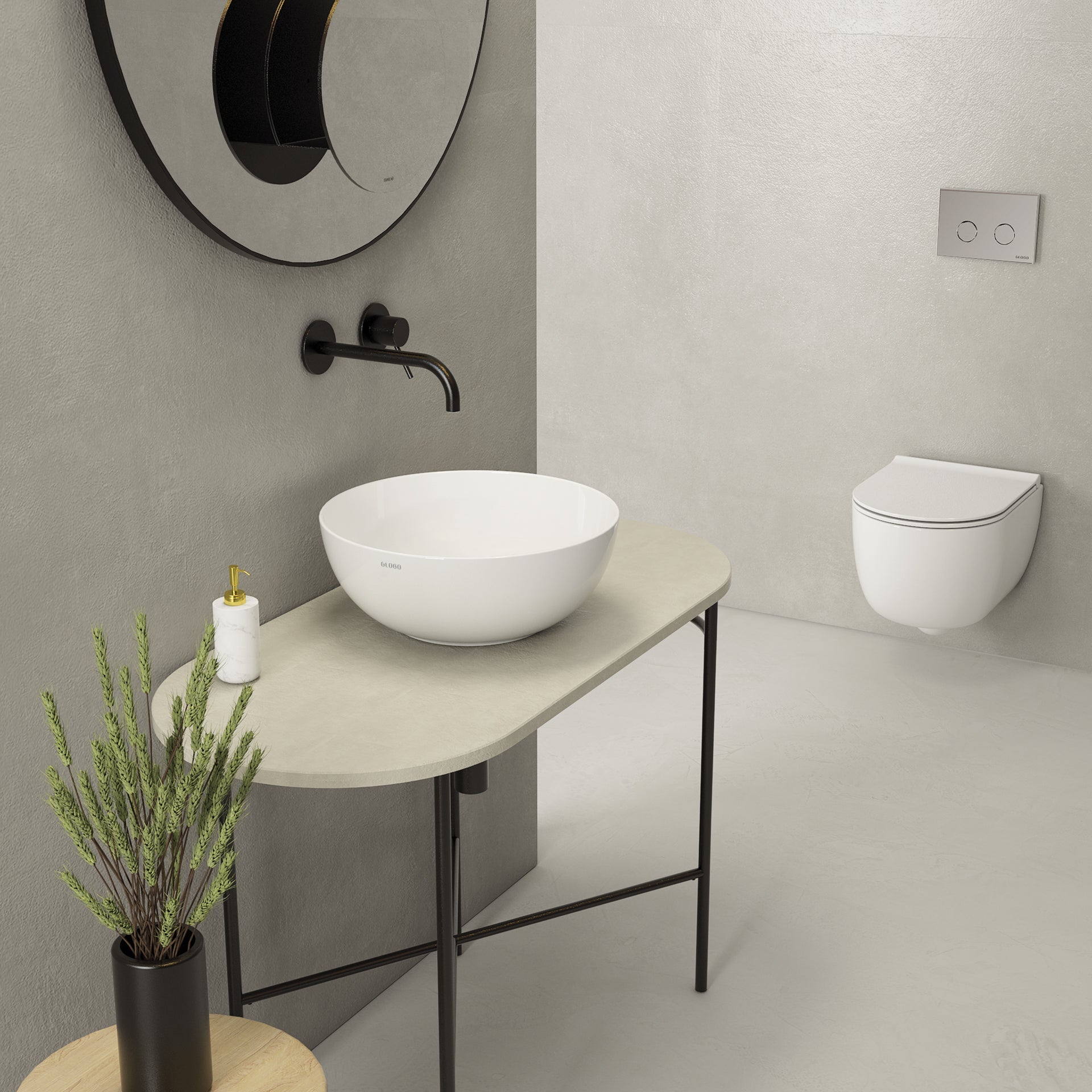  Lavabo tondo Globo T-Edge à˜48x16 cm - Bianco lucido