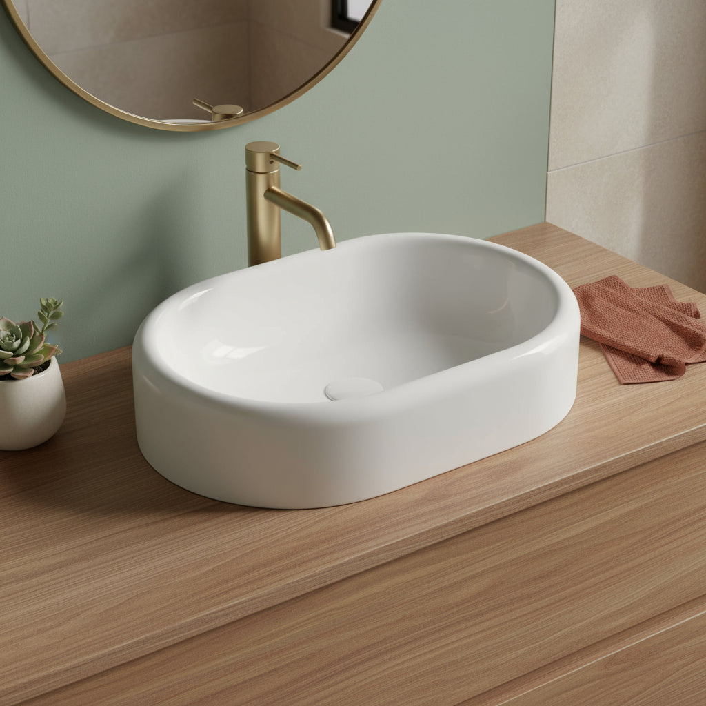 Lavabo da appoggio modello Lalita 61x42x16 cm Ceramica Globo - Bianco lucido