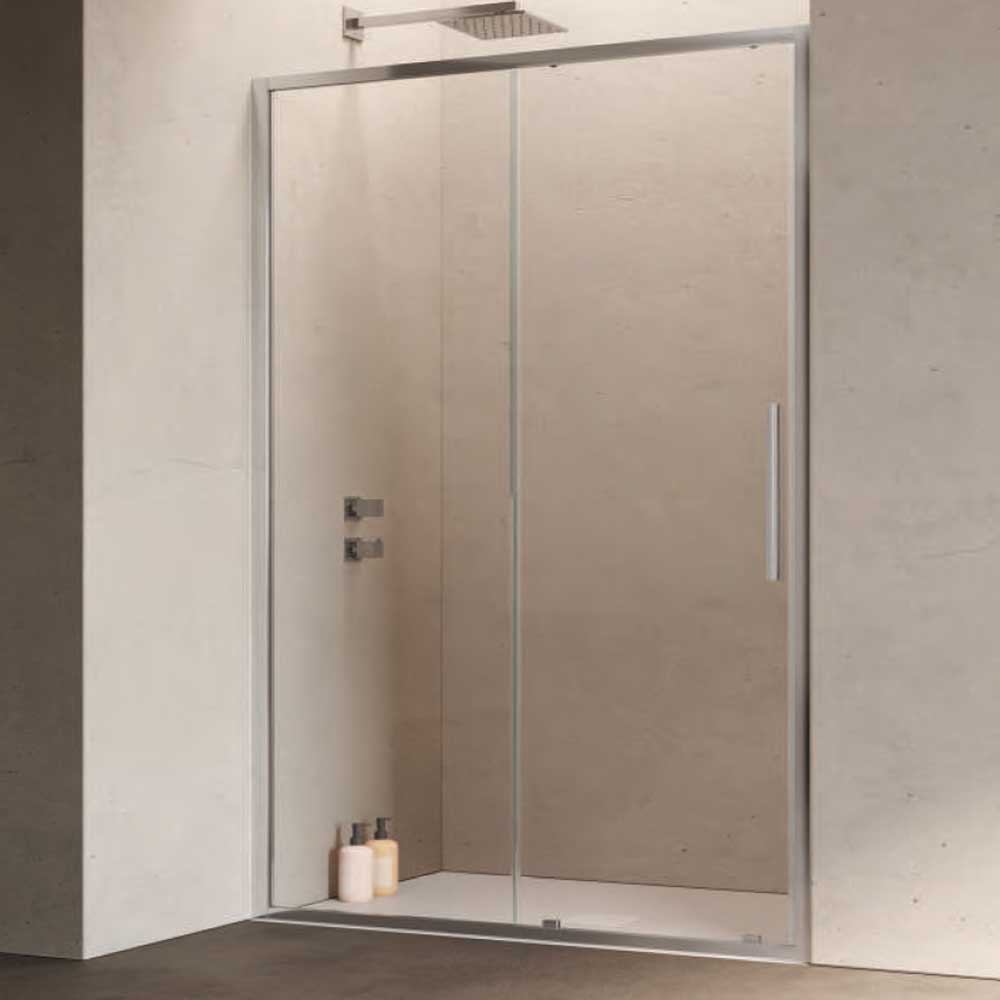 Porta doccia con Apertura scorrevole da cm 100 con Profilo in Alluminio Cromato e Cristallo 6 mm Trasparente Anticalcare Hexa by SAMO