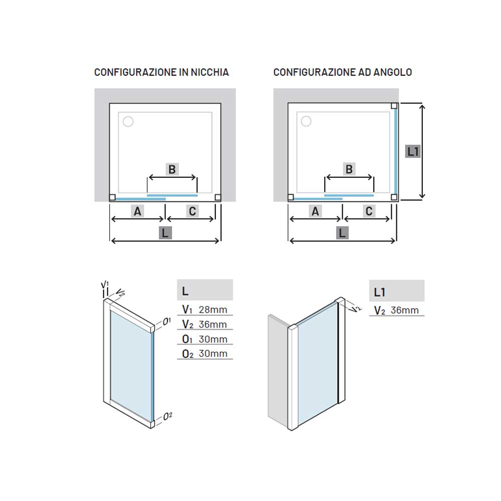 Porta doccia con Apertura scorrevole da cm 120 con Profilo in Alluminio Cromato e Cristallo 6 mm Trasparente Anticalcare Hexa by SAMO 3