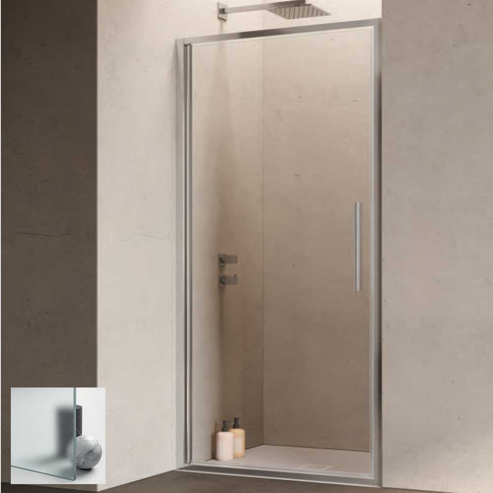 Porta doccia con Battente da cm 70 con Profilo in Alluminio Cromato e Cristallo 6 mm Opaco Anticalcare Hexa by SAMO