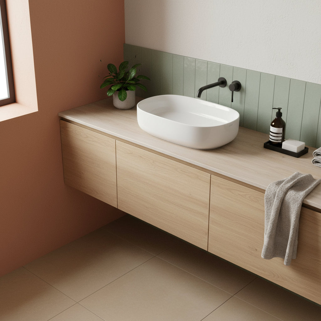 Lavabo da appoggio Koi 55x36x14 cm Ceramica Globo - Bianco lucido