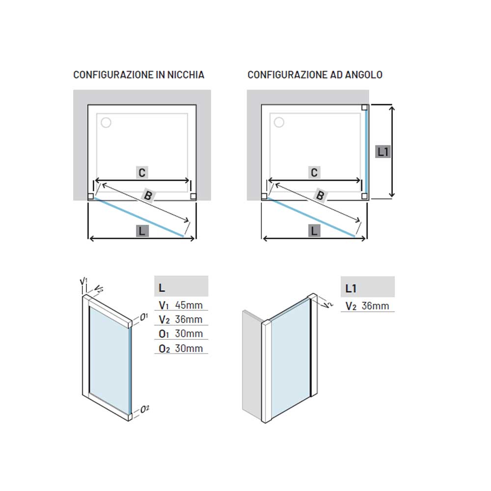 Porta doccia con Battente da cm 80 con Profilo in Alluminio Cromato e Cristallo 6 mm Opaco Anticalcare Hexa by SAMO 4