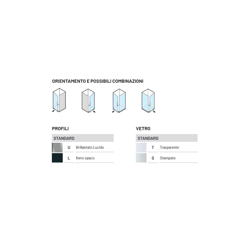 Porta doccia con Apertura Battente da cm 80 con Profilo in Alluminio Cromato e Cristallo 6 mm Trasparente Anticalcare Hexa by SAMO 3