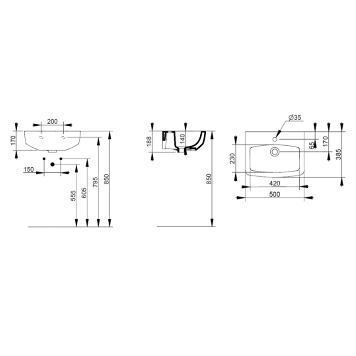  Lavabo sospeso Ceramica Dolomite modello Mia 50x38
