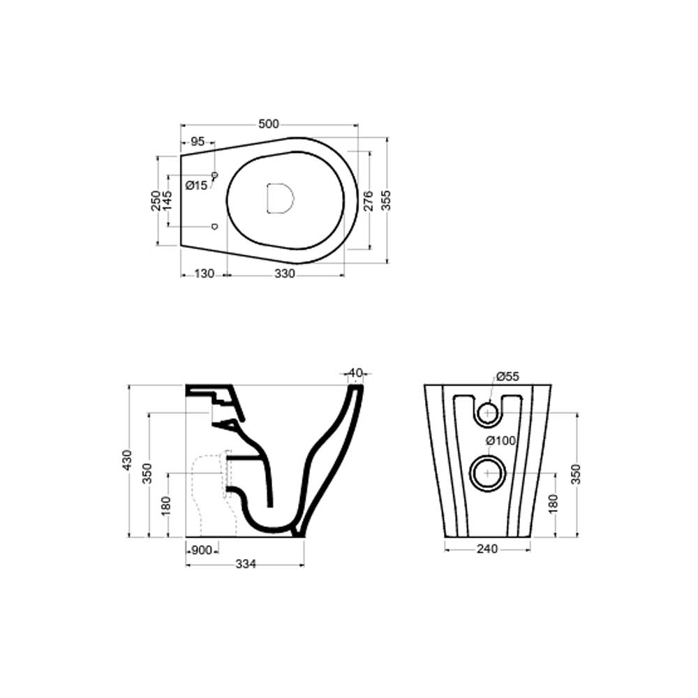  Sanitari a terra filo parete Axa collezione Avani wc senza brida + bidet + sedile soft close