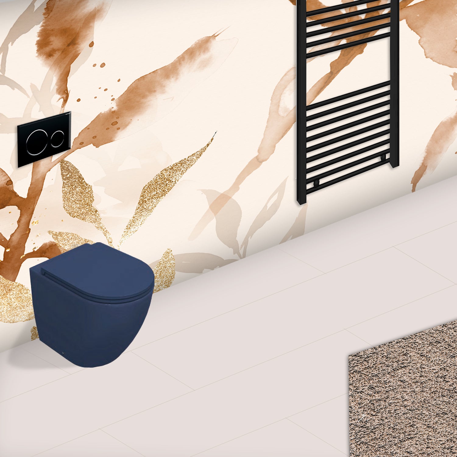 Sanitari colorati Filomuro Rimless con copriwater Soft Close BathCore serie Infinity 53x36,5xH40 cm Blu Opaco 8