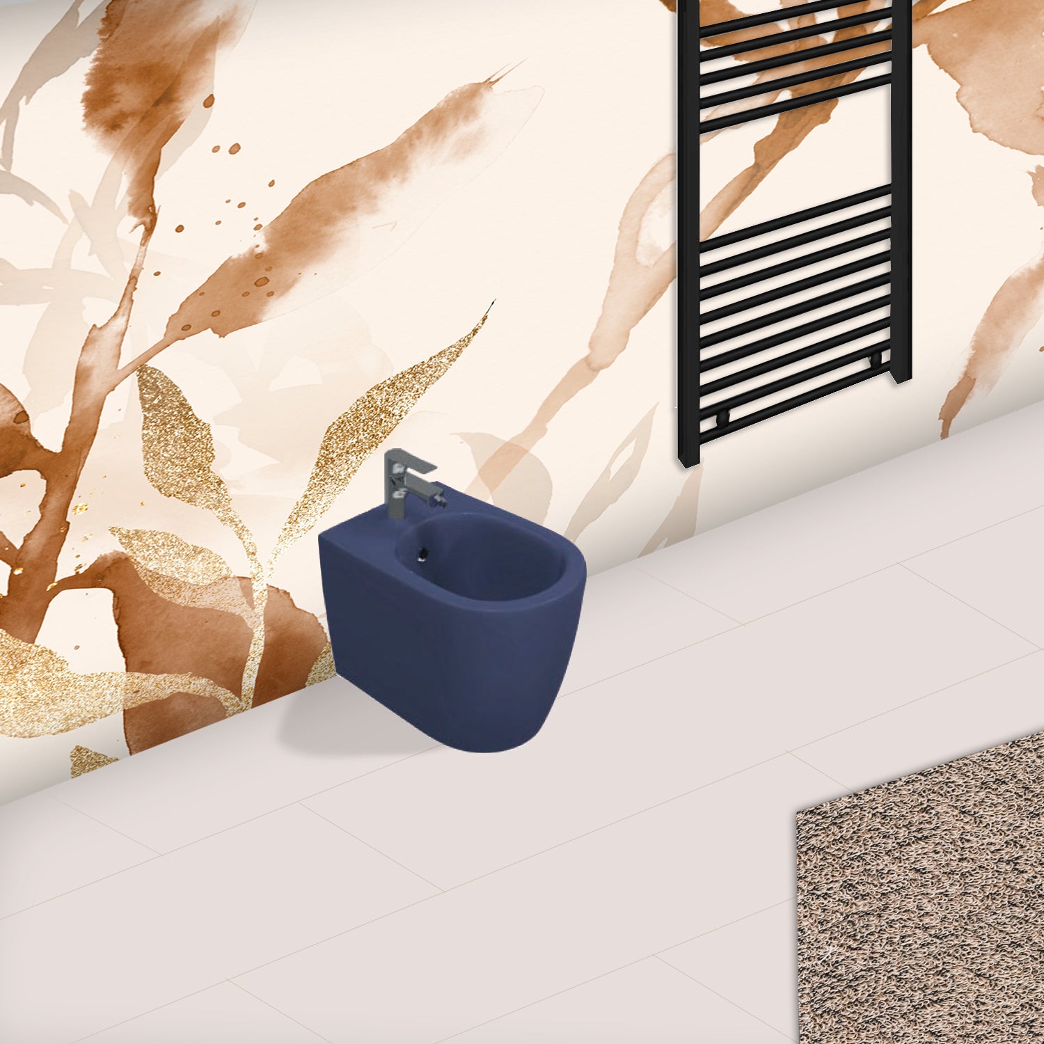 Sanitari colorati Filomuro Rimless con copriwater Soft Close BathCore serie Infinity 53x36,5xH40 cm Blu Opaco 9