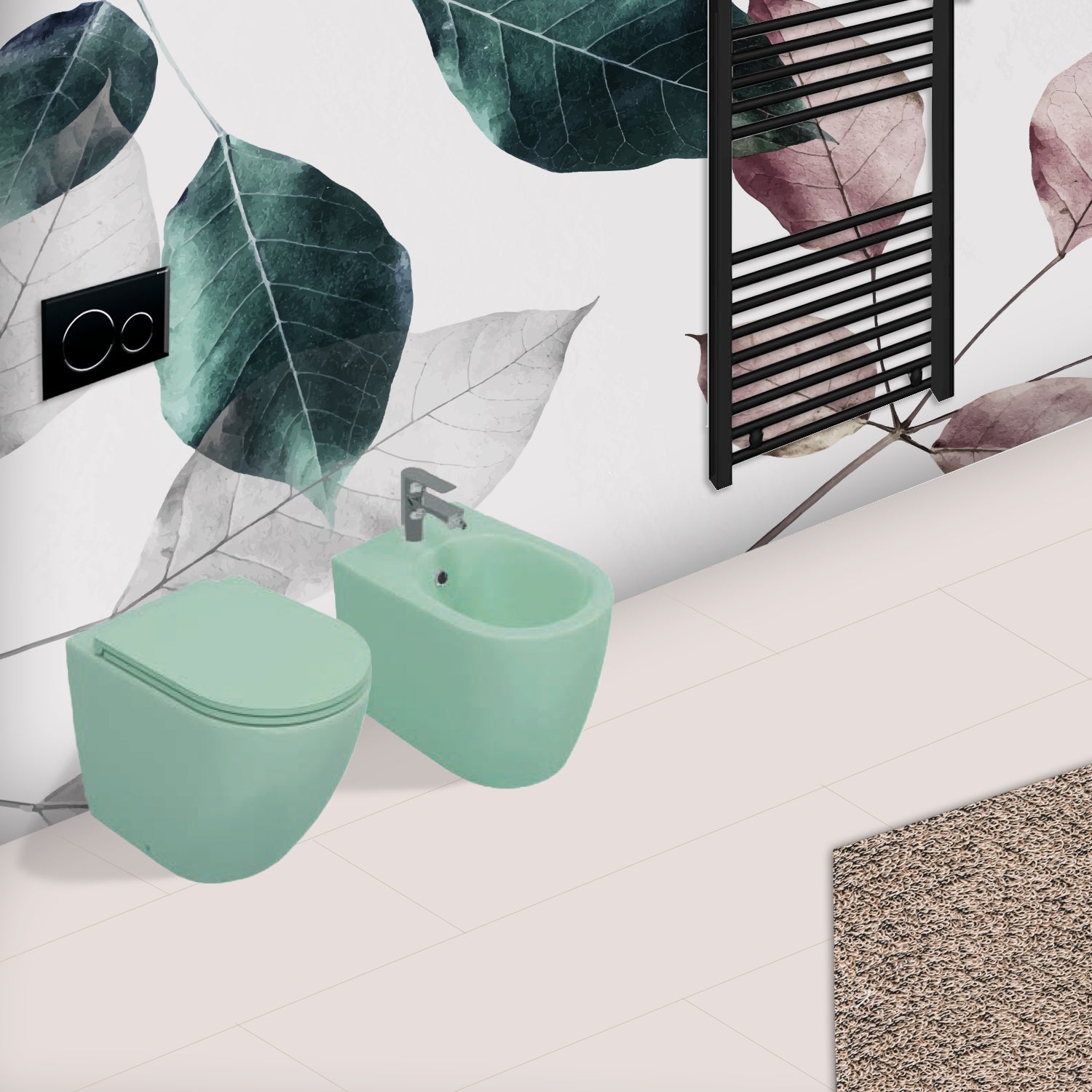 Sanitari Filomuro Rimless con copriwater Soft Close BathCore serie Infinity 53x36