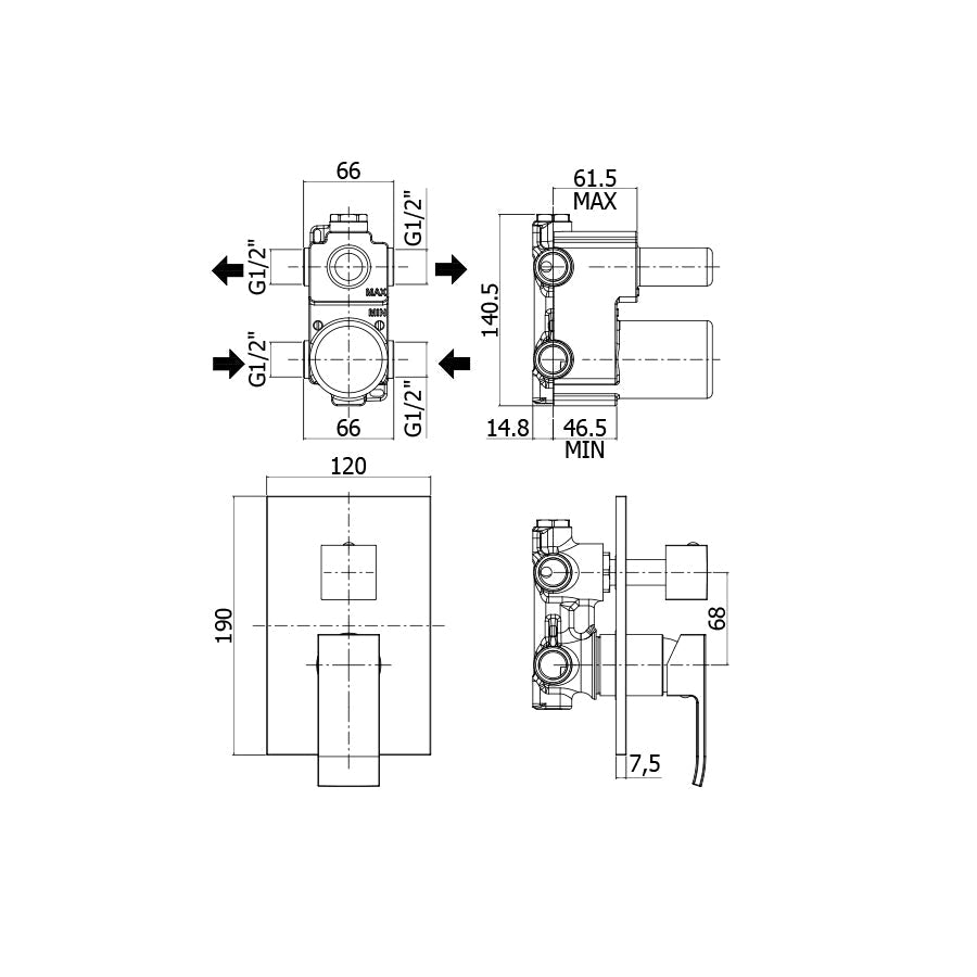  Miscelatore doccia incasso Paffoni Level con cartuccia deviatore art. LES018CR by CeramicStore | Lo specialista del tuo bagno