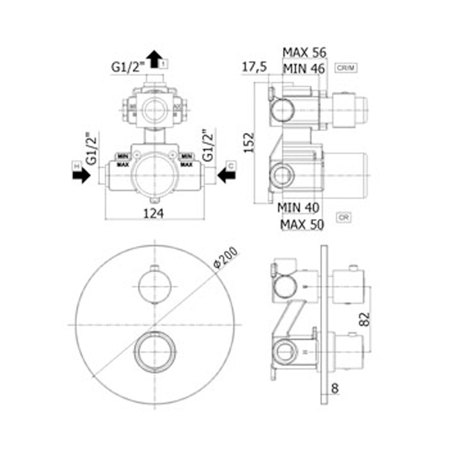 Miscelatore termostatico incasso doccia 1 uscita Paffoni Light ottone cromato by CeramicStore | Lo specialista del tuo bagno