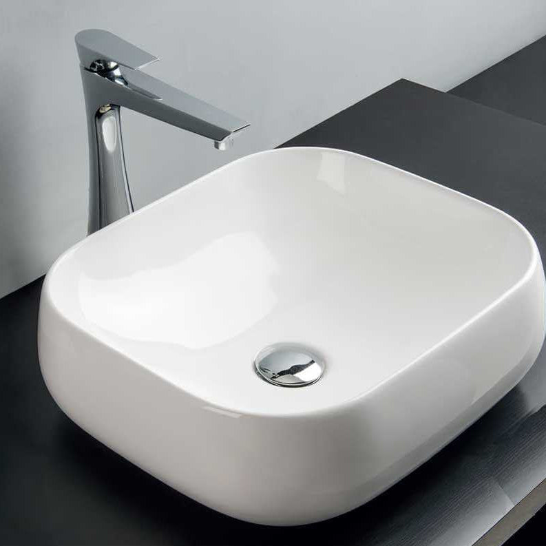 Lavabo da appoggio Althea 45X40 in ceramica bianca lucida 2