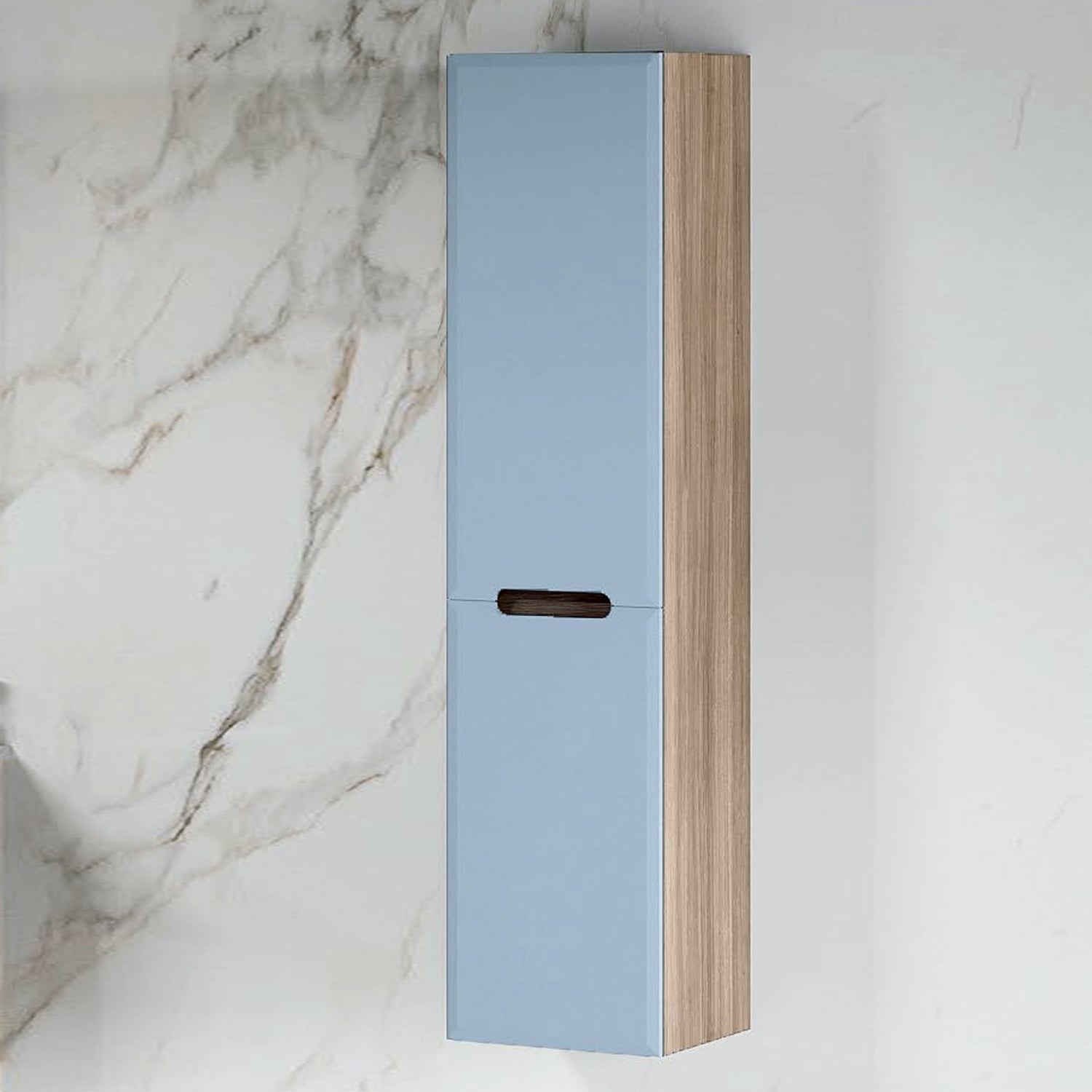 Colonna bagno a due ante color Blu pastello Opaco e Rovere Fumo - Fluid by CeramicStore | Lo specialista del tuo bagno