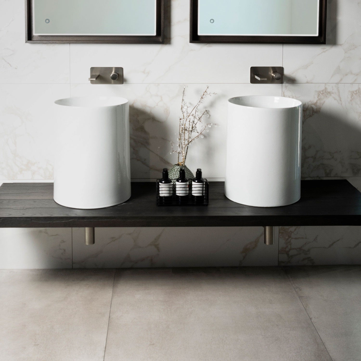  Lavandino da appoggio/sospeso cm à¸37x46h serie Core di Ceramica Galassia -  Bianco lucido