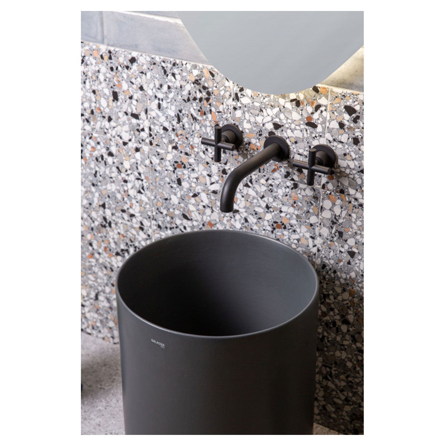  Lavandino da appoggio/sospeso cm à¸37x46h serie Core di Ceramica Galassia -  Nero Matt