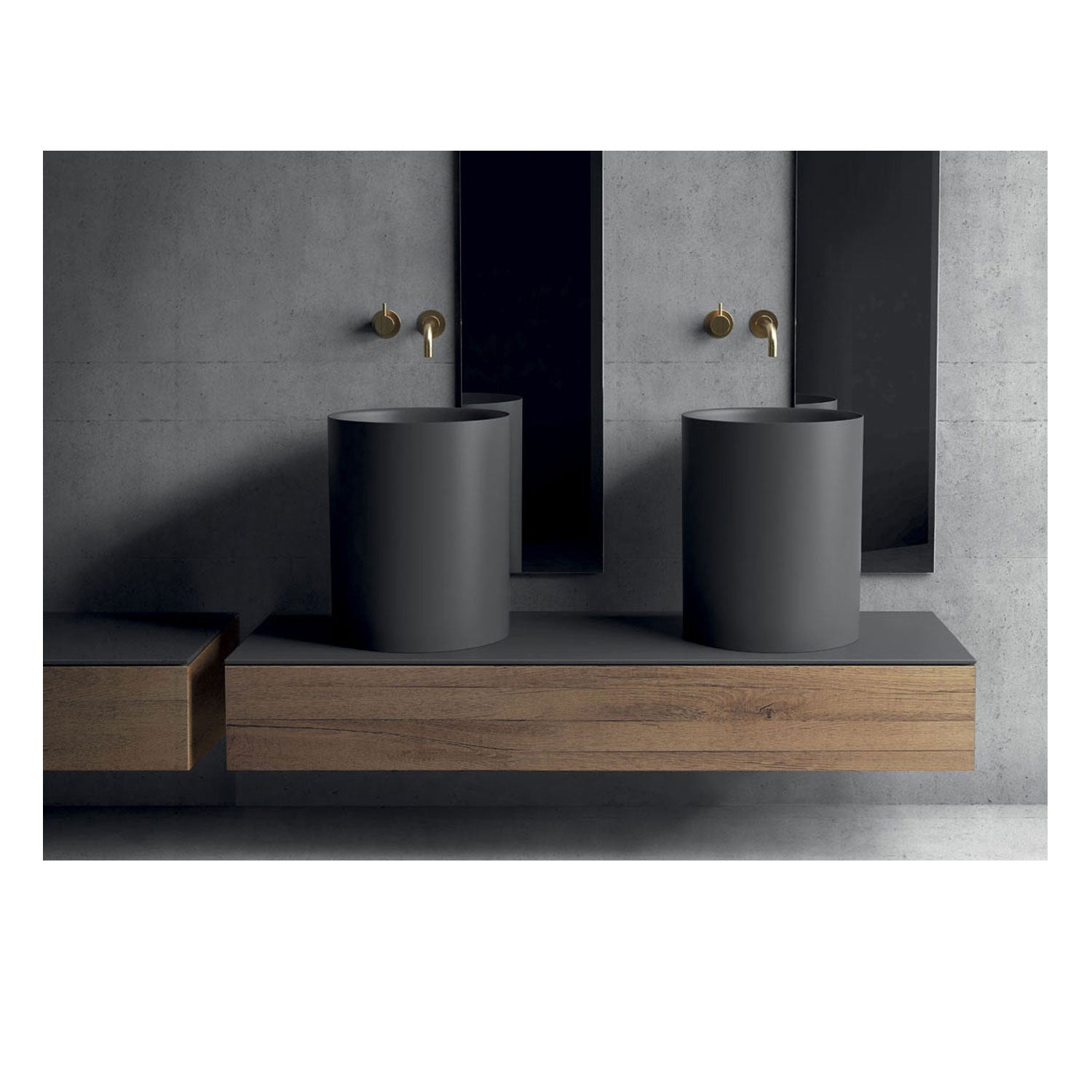  Lavandino da appoggio/sospeso cm à¸37x46h serie Core di Ceramica Galassia -  Nero Matt