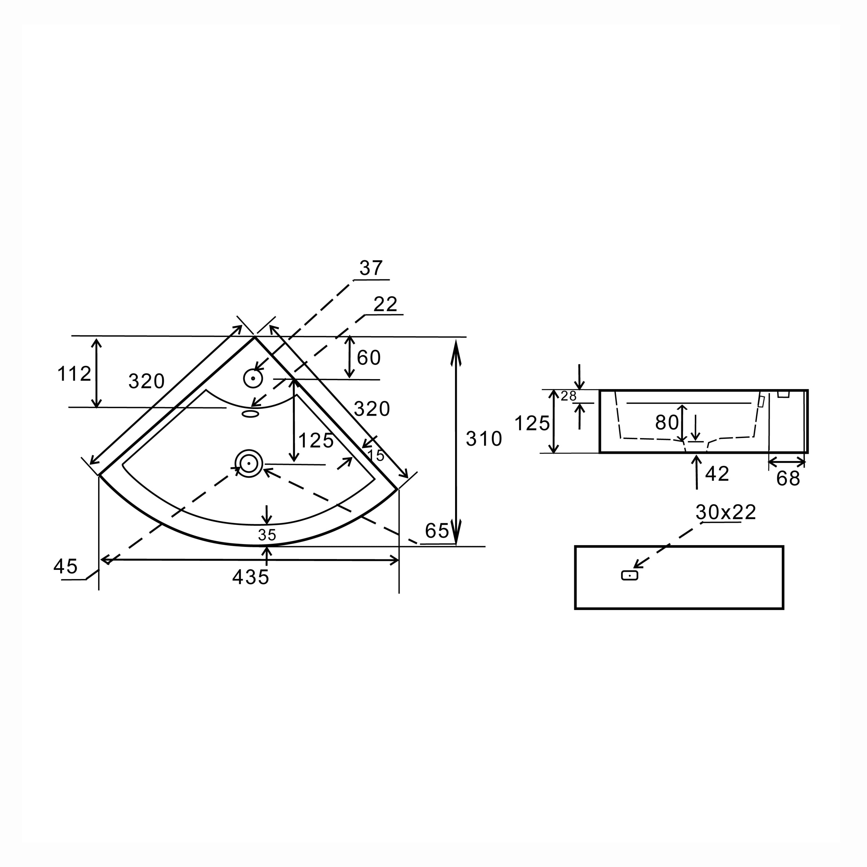 Lavabo ad angolo BathCore in ceramica - 43,5x31 cm 2