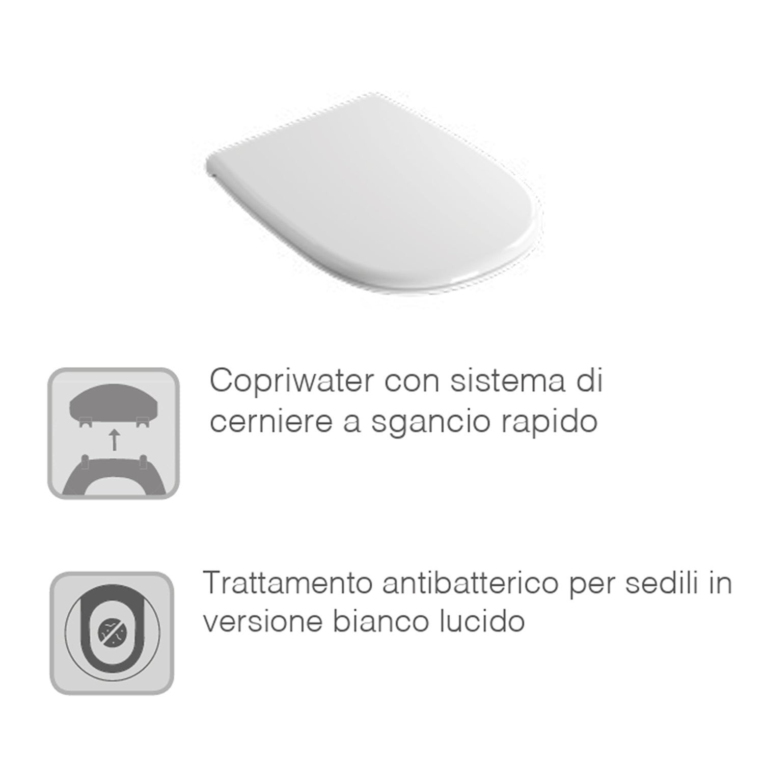  Copriwater Globo serie Daily con chiusura rallentata - Bianco Lucido