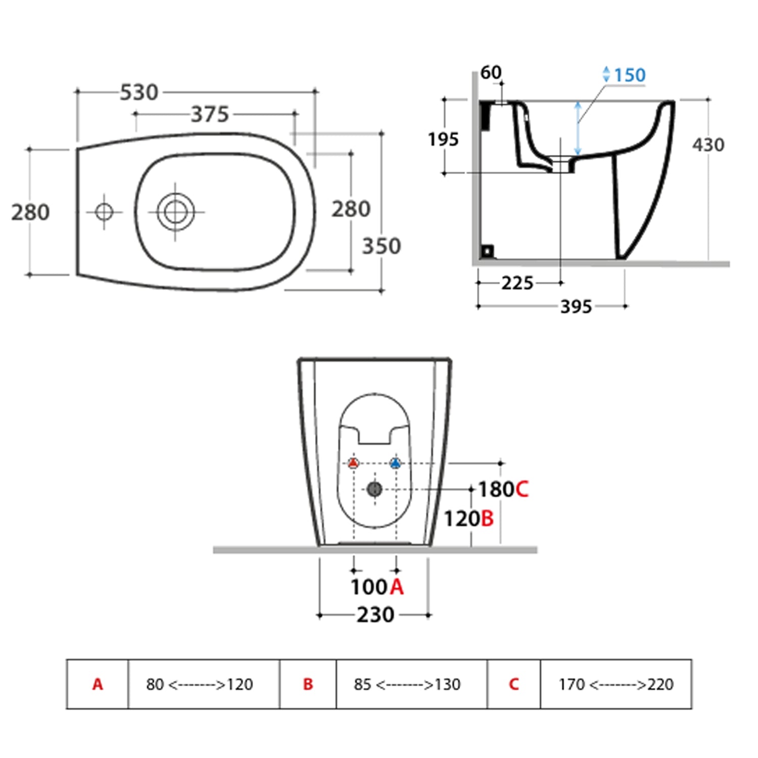 Sanitari filo parete senza brida Globo serie Daily 53x35xH43 cm con copriwater incluso - Bianco Lucido