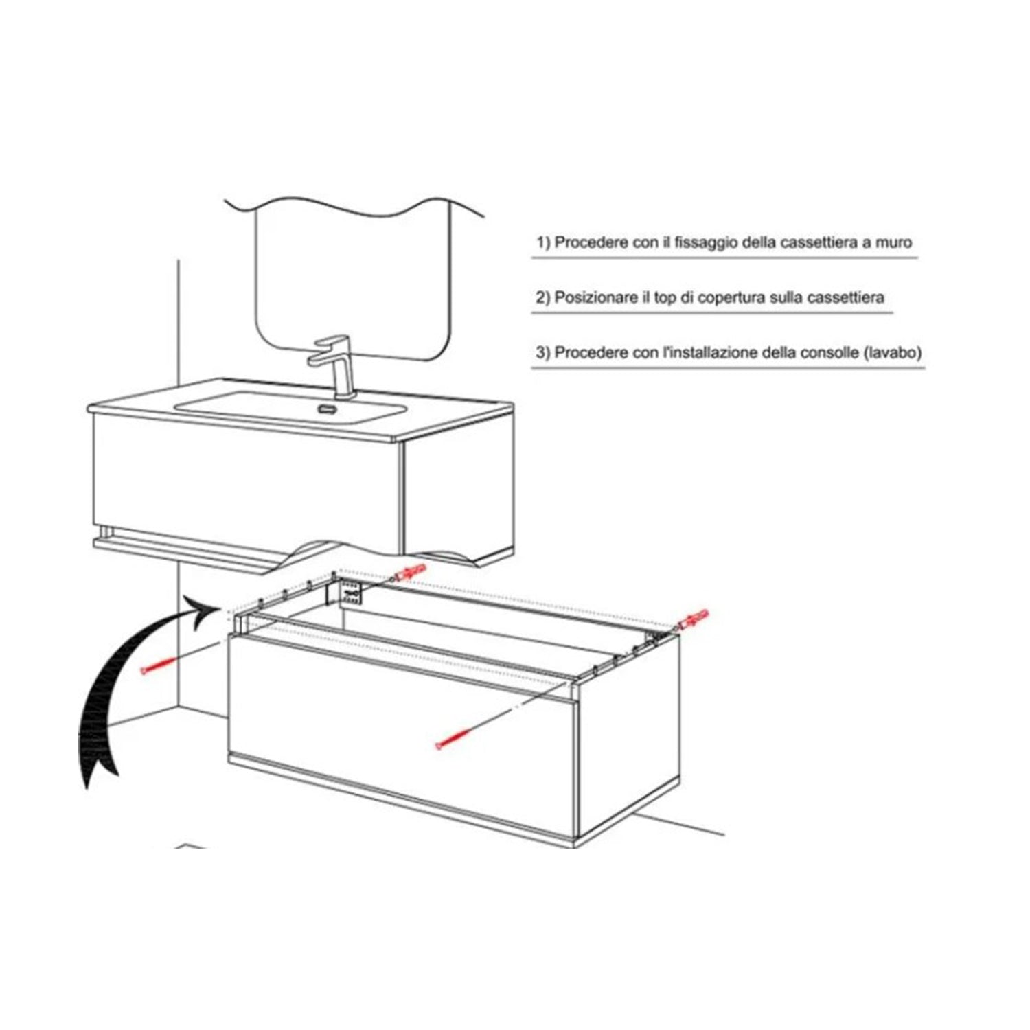 Mobile bagno sospeso Cubi&Co Shade con lavabo cassettone e specchio - Tortora 4