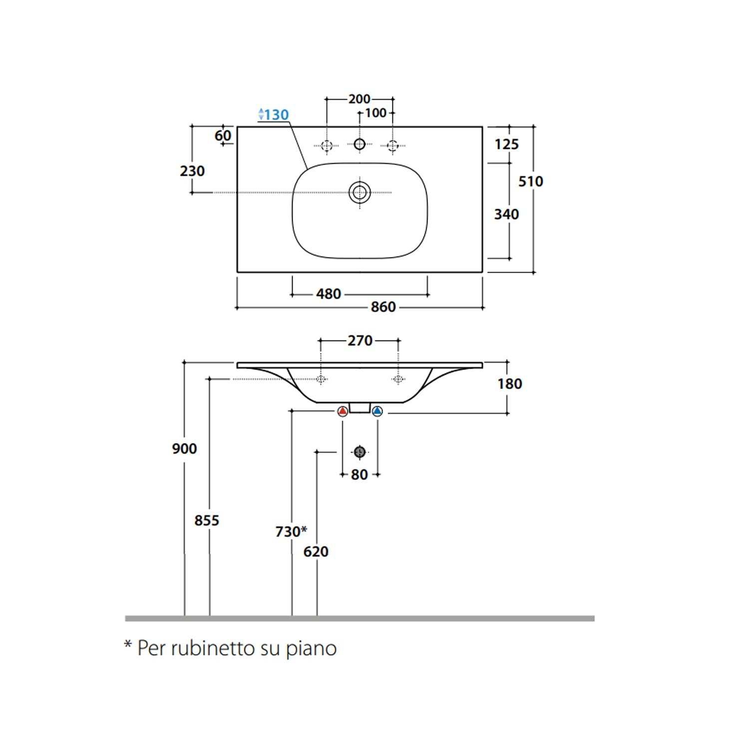  Lavabo sospeso o su base Boulevard 86x51x18 cm Ceramica Globo - Bianco lucido by CeramicStore | Lo specialista del tuo bagno