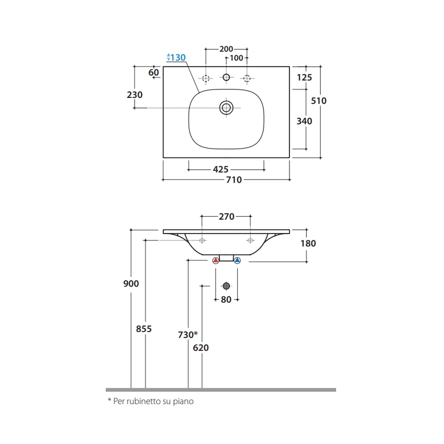  Lavabo sospeso o su base Boulevard 71x51x18 cm Ceramica Globo - Bianco lucido by CeramicStore | Lo specialista del tuo bagno