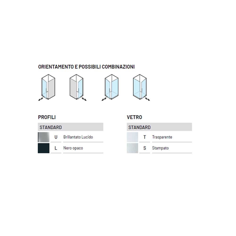 Porta doccia con Battente Pivot da cm 80 con Profilo in Alluminio Nero e Cristallo 6 mm Trasparente Anticalcare Hexa by SAMO 4