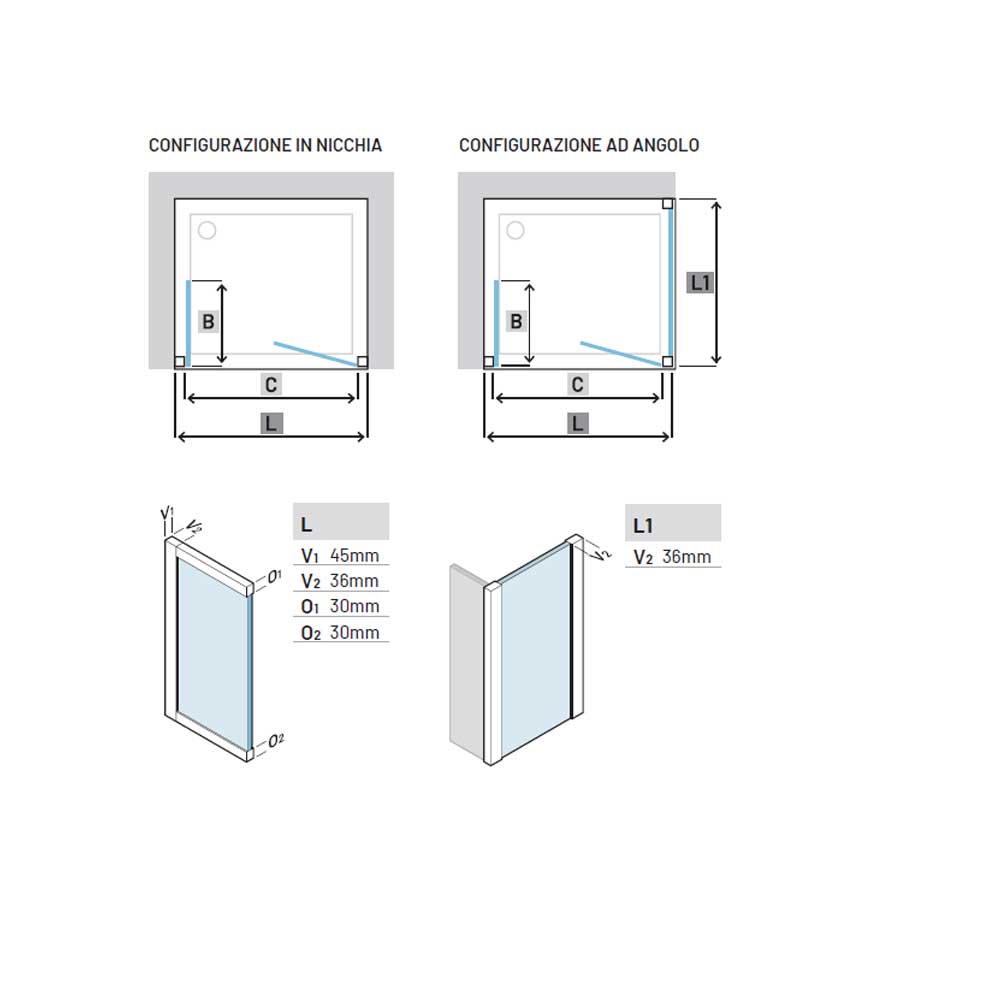 Porta doccia con Apertura Saloon da cm 75 con Profilo in Alluminio Cromato e Cristallo 6 mm Trasparente Anticalcare Hexa by SAMO 4