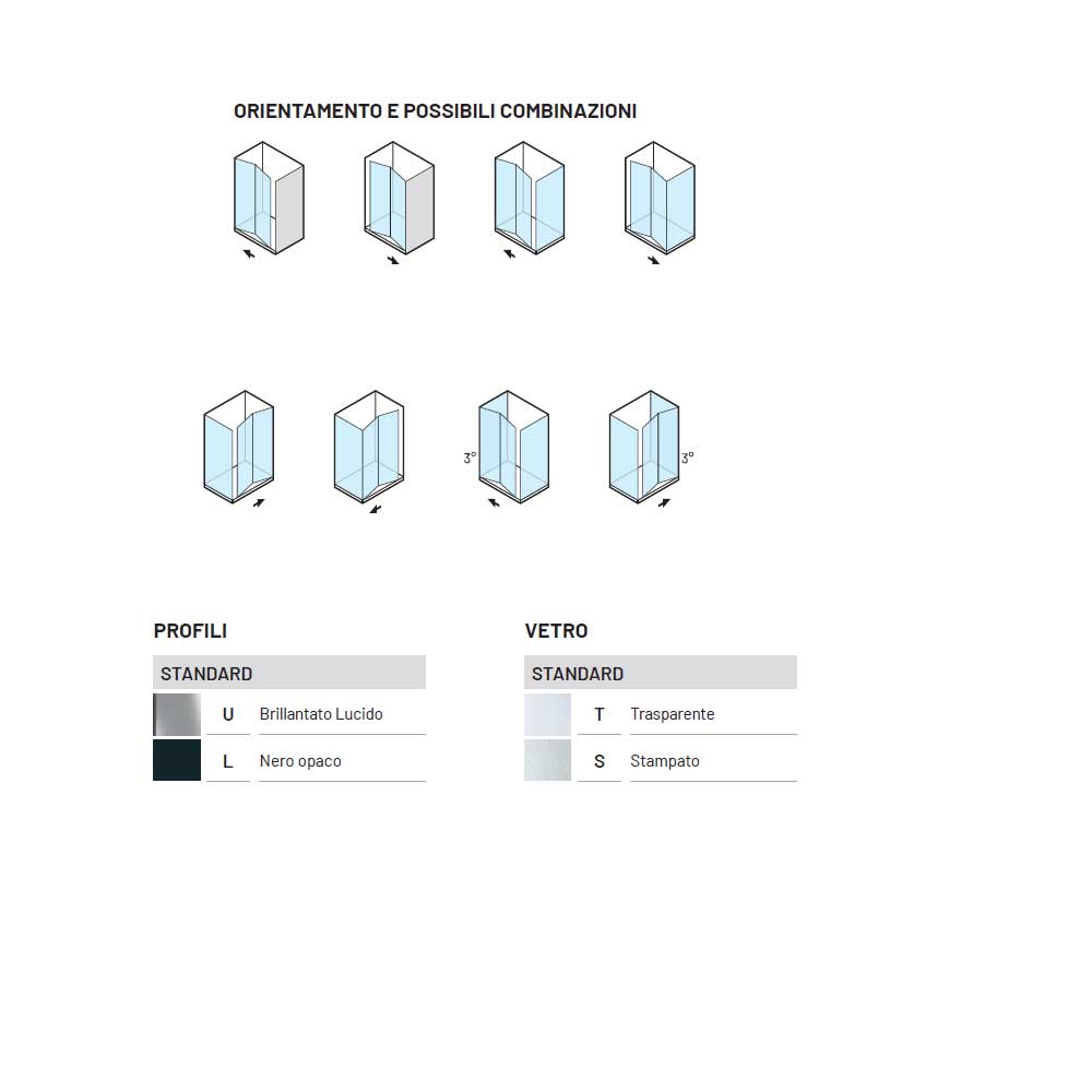 Porta doccia con Apertura Soffietto da cm 75 con Profilo in Alluminio Cromato e Cristallo 6 mm Opaco Anticalcare Hexa by SAMO 3