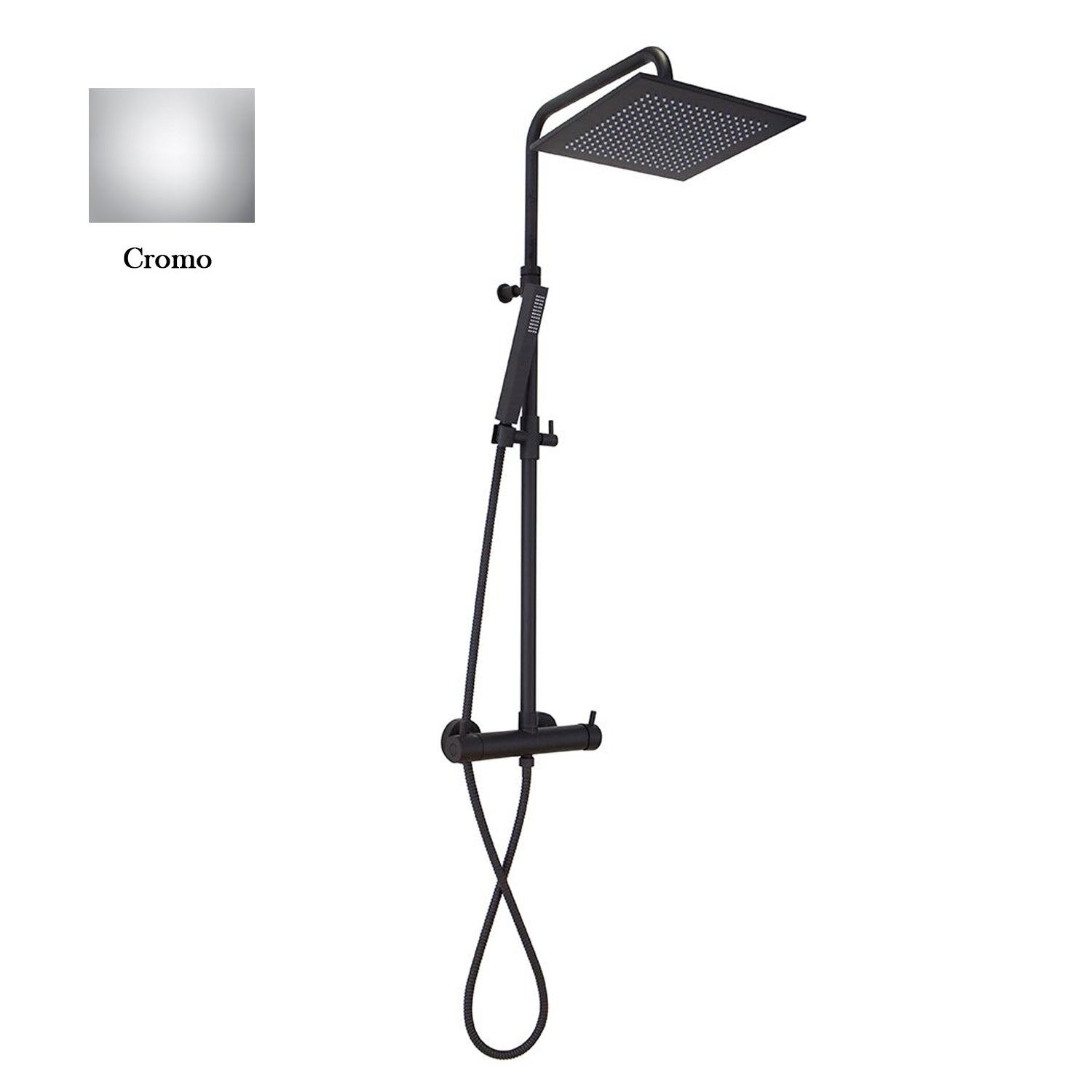 Colonna doccia cromo orientabile con soffione quadro