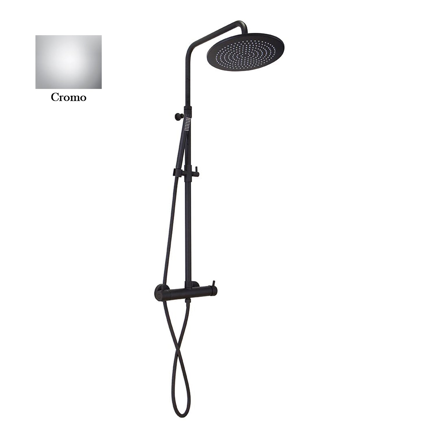 Colonna doccia cromo orientabile con soffione tondo