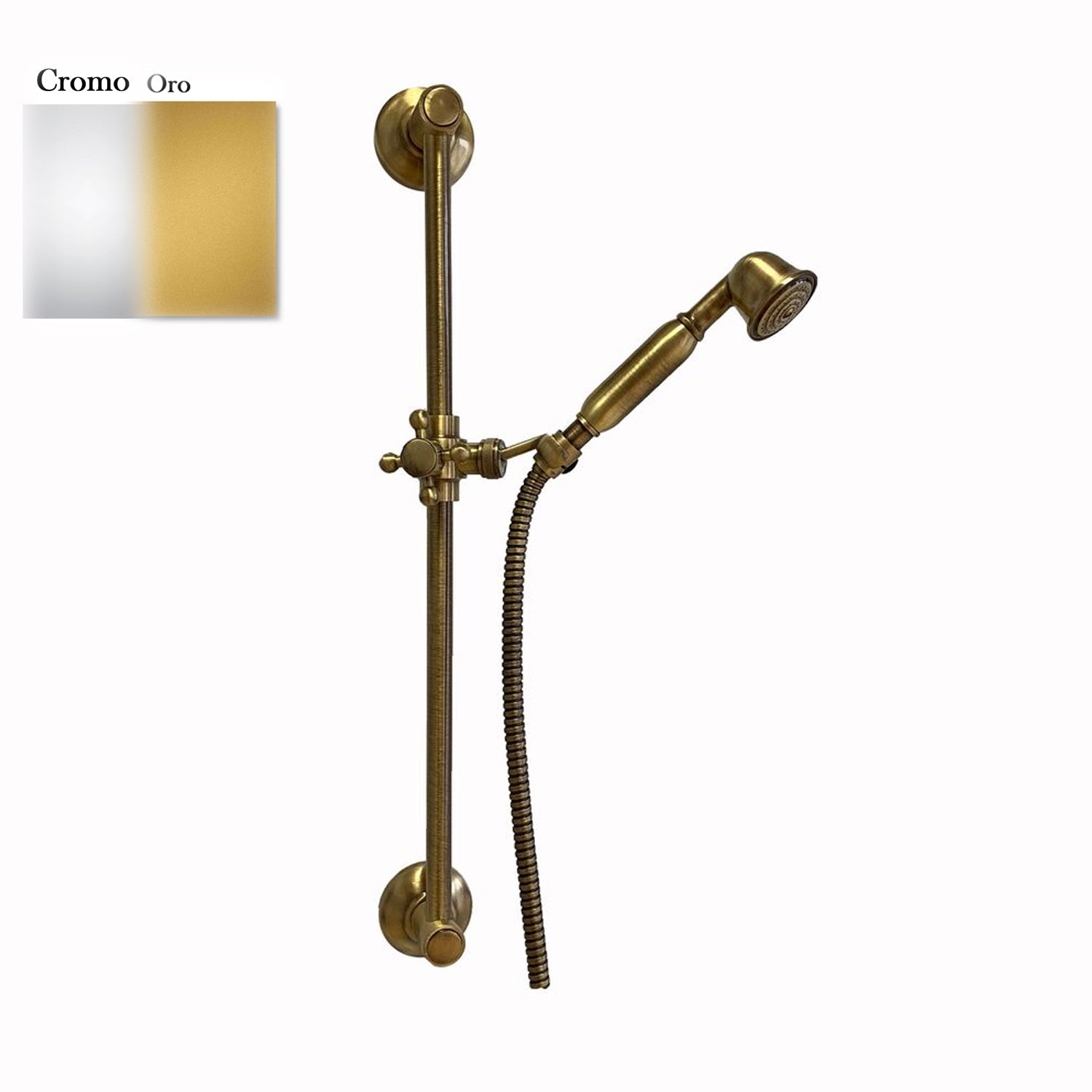 Saliscendi antico cromo e oro 18mm con doccia Violetta con manopola ottone by CeramicStore | Lo specialista del tuo bagno