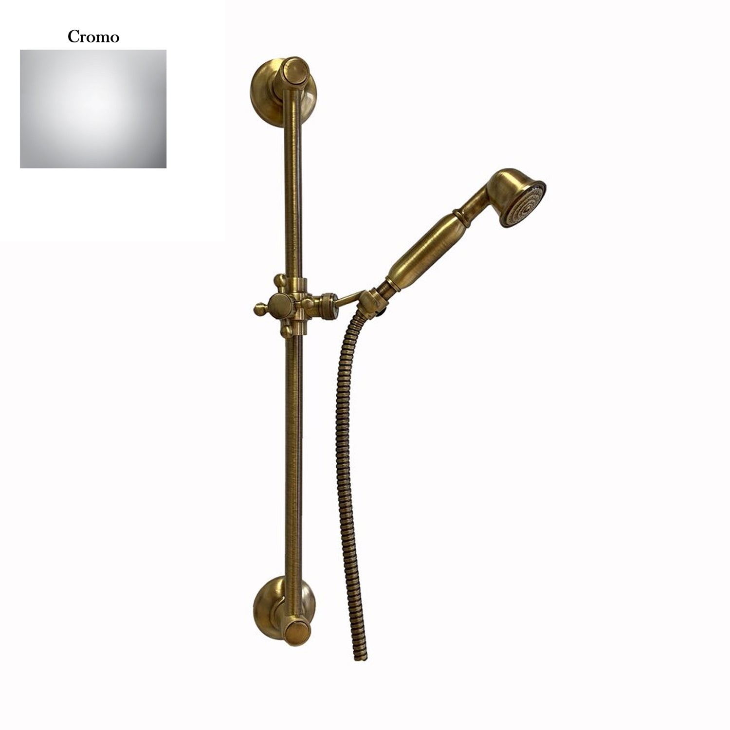 Saliscendi antico cromo 18mm con doccia Violetta con manopola ottone by CeramicStore | Lo specialista del tuo bagno