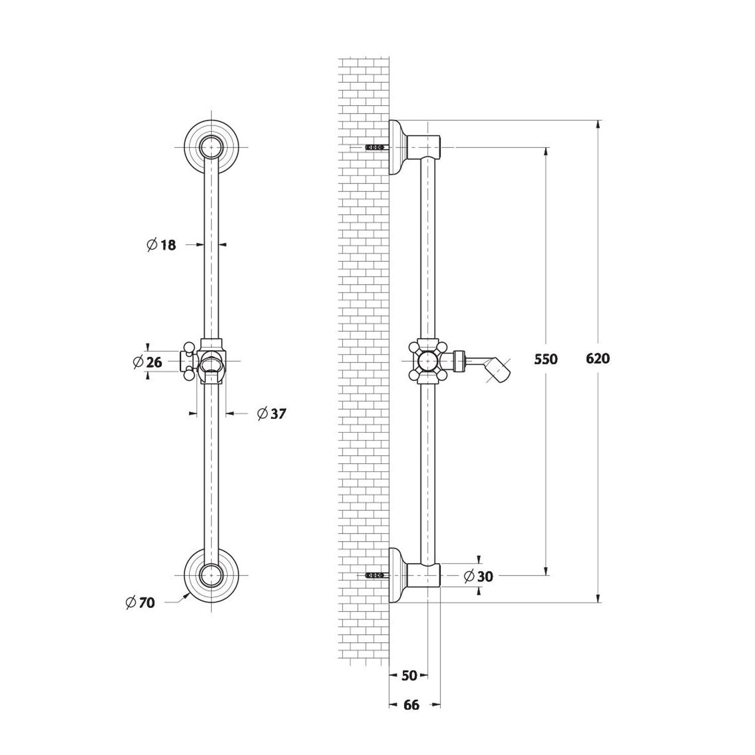  Saliscendi antico oro 18mm con doccia Violetta con manopola ottone by CeramicStore | Lo specialista del tuo bagno
