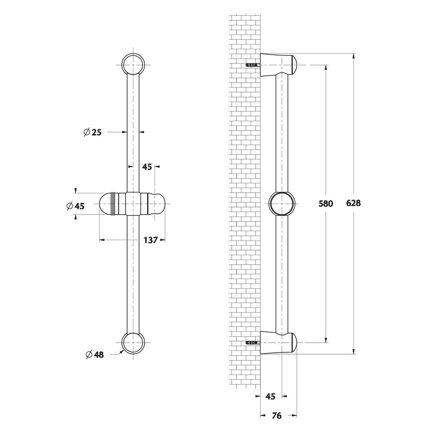  Saliscendi Rillo in acciaio 25mm con doccia Primula e portasapone by CeramicStore | Lo specialista del tuo bagno
