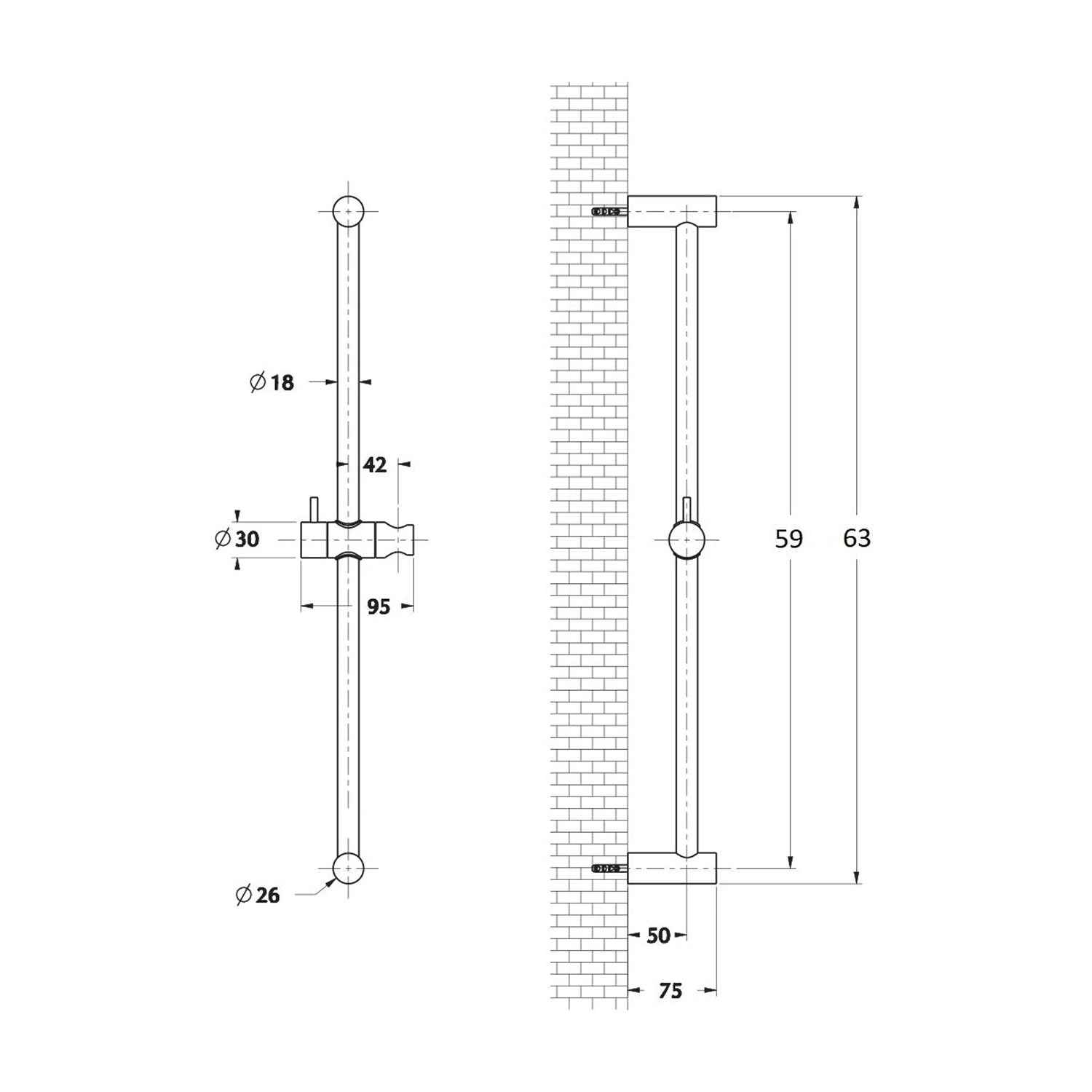  Saliscendi Toscana in ottone 18mm con doccia Artist e flessibile by CeramicStore | Lo specialista del tuo bagno