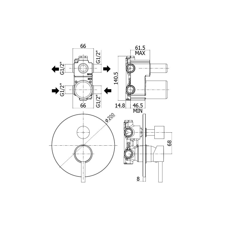  Miscelatore per doccia a incasso Paffoni Stick con deviatore 2 uscite by CeramicStore | Lo specialista del tuo bagno