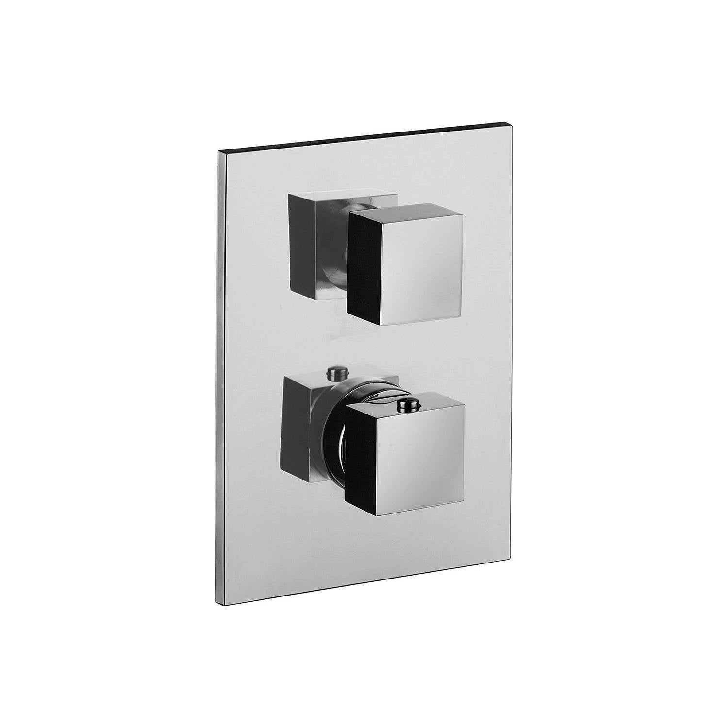 Miscelatore doccia termostatico con piastra rettangolare in acciaio inox con 2 uscire serie Level mod. LEQ518CR/M - cromo Paffoni by CeramicStore | Lo specialista del tuo bagno