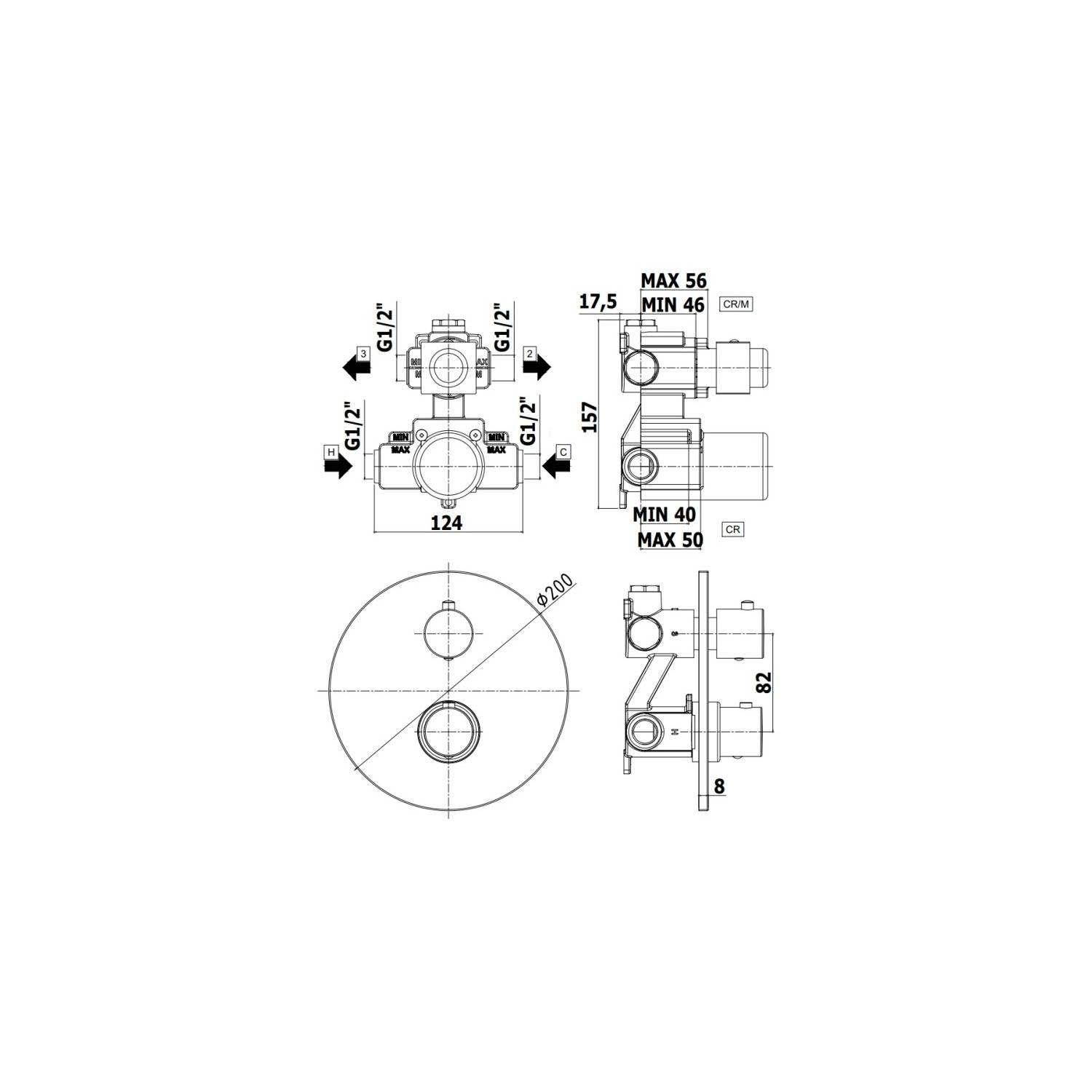  Miscelatore termostatico incasso doccia con deviatore colore Serie Light codice LIQ018NO Nero opaco Paffoni by CeramicStore | Lo specialista del tuo bagno