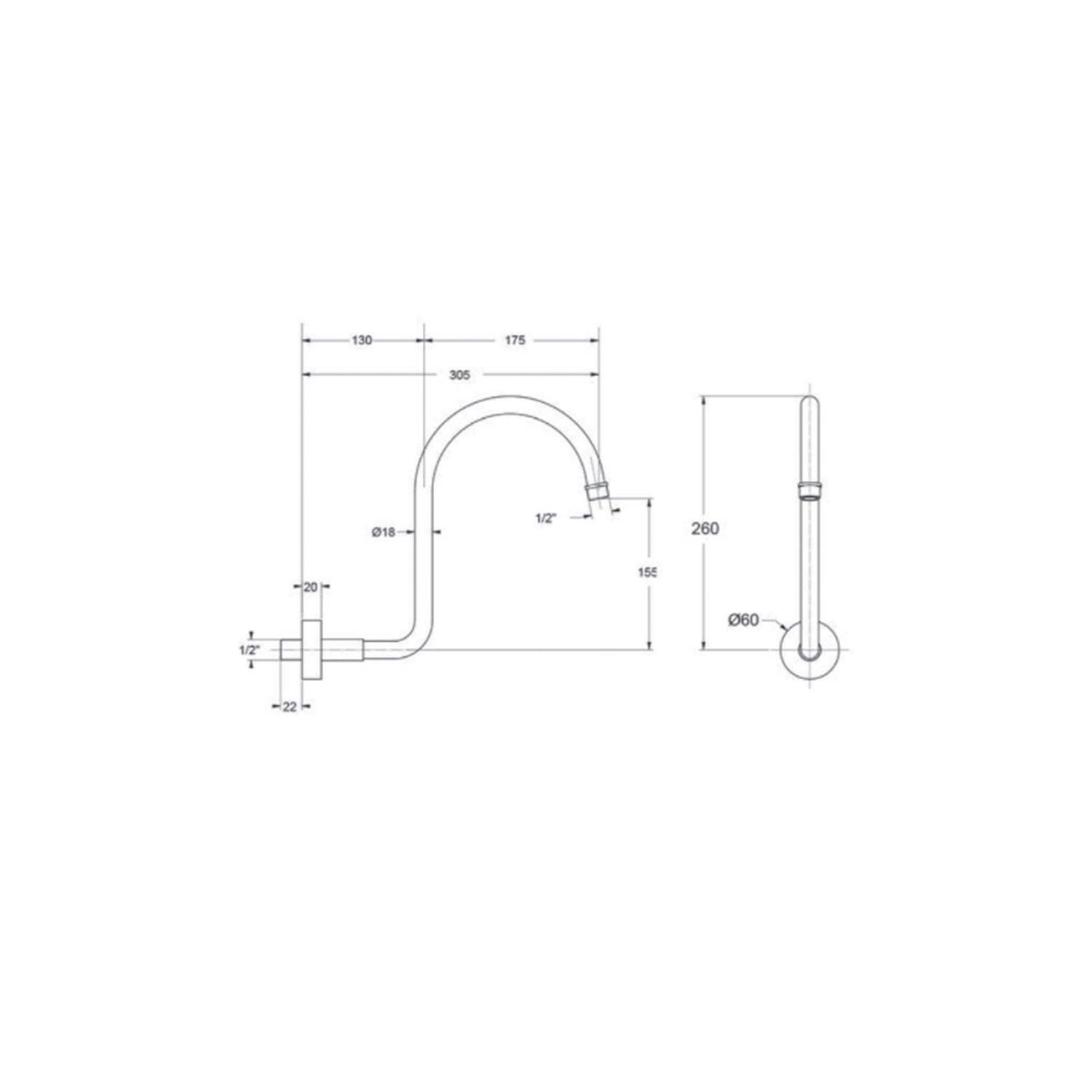  Braccio doccia modello retrà² in ottone cromato Keller Taps by CeramicStore | Lo specialista del tuo bagno