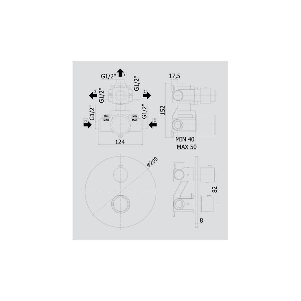  Miscelatore termostatico incasso doccia 3 uscite serie Light modello LIQ019HG miele oro Paffoni by CeramicStore | Lo specialista del tuo bagno