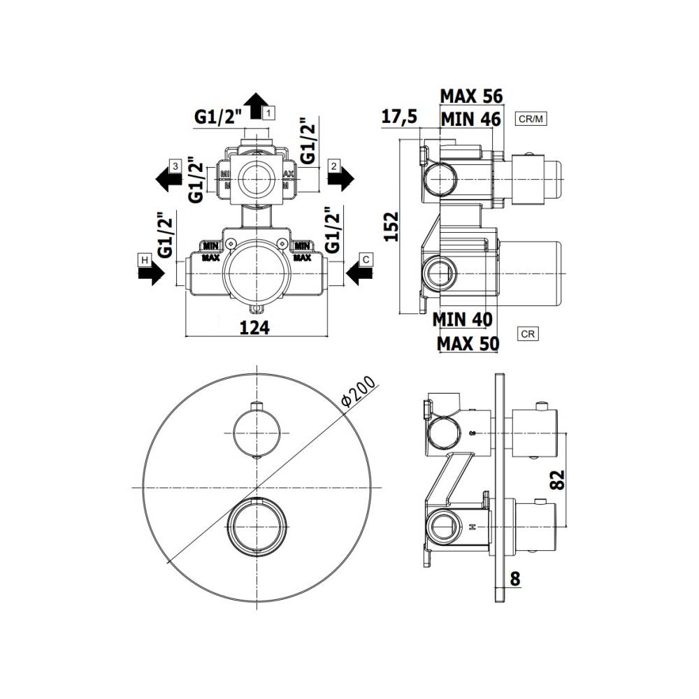  Miscelatore termostatico incasso doccia con deviatore serie Light modello LIQ019NO nero opaco Paffoni by CeramicStore | Lo specialista del tuo bagno