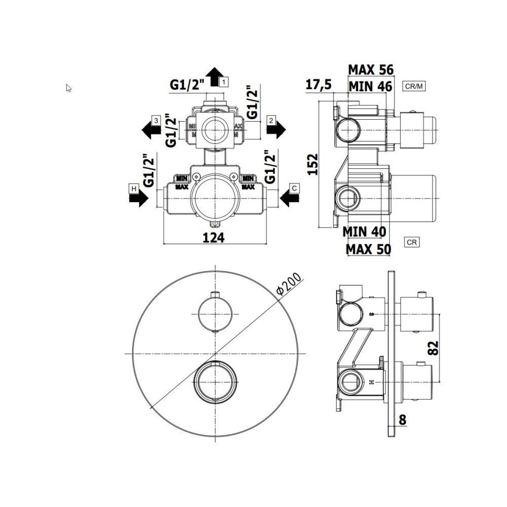  Miscelatore termostatico incasso doccia con deviatore serie Light modello LIQ019ST steel looking Paffoni by CeramicStore | Lo specialista del tuo bagno