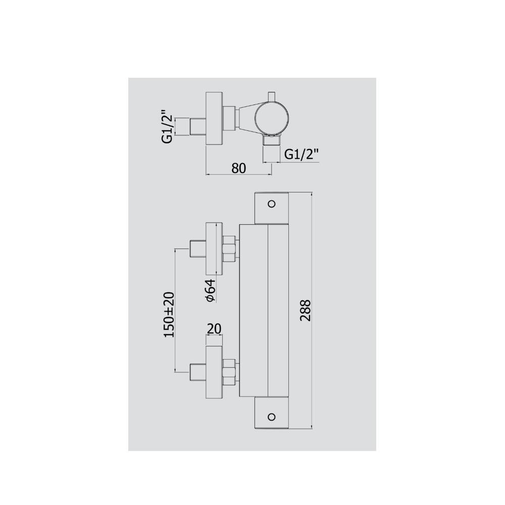  Miscelatore termostatico doccia esterno serie Light modello LIQ468ST steel looking Paffoni by CeramicStore | Lo specialista del tuo bagno