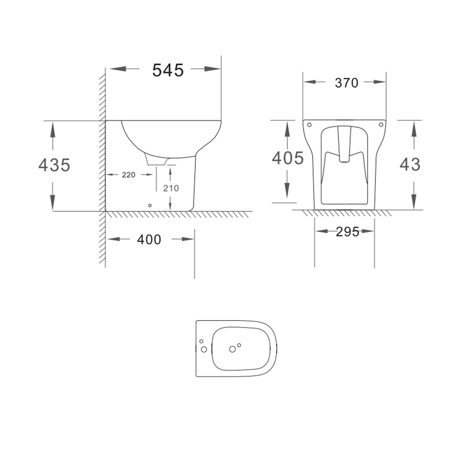  Sanitari filomuro modello Amber con sedile SoftClose 54.5x37 H. 44 cm - Bianco lucido